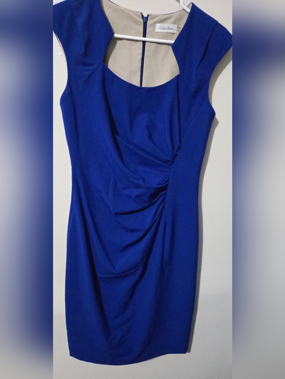 Calvin Klein Cobalt Blue Ruched Midi Dress Sz 6 EUC!